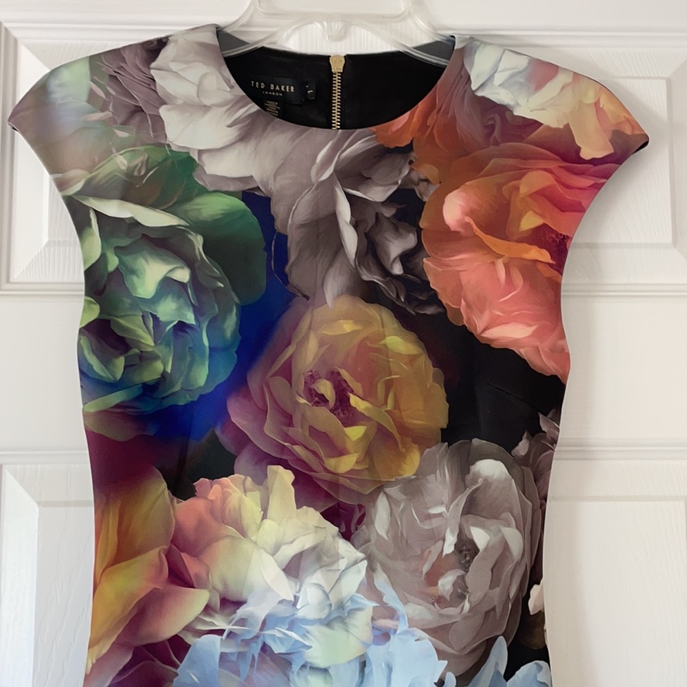 Ted Baker London Technicolor Bloom Midi Dress UK Size 1 - Picture 4 of 4